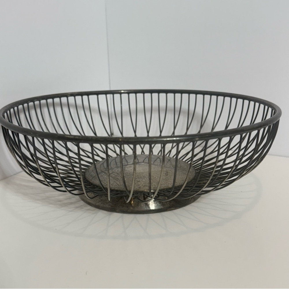 Vintage MCM Raimond Silverplate Oval Wire Fruit Bowl Bread Basket Retro Decor